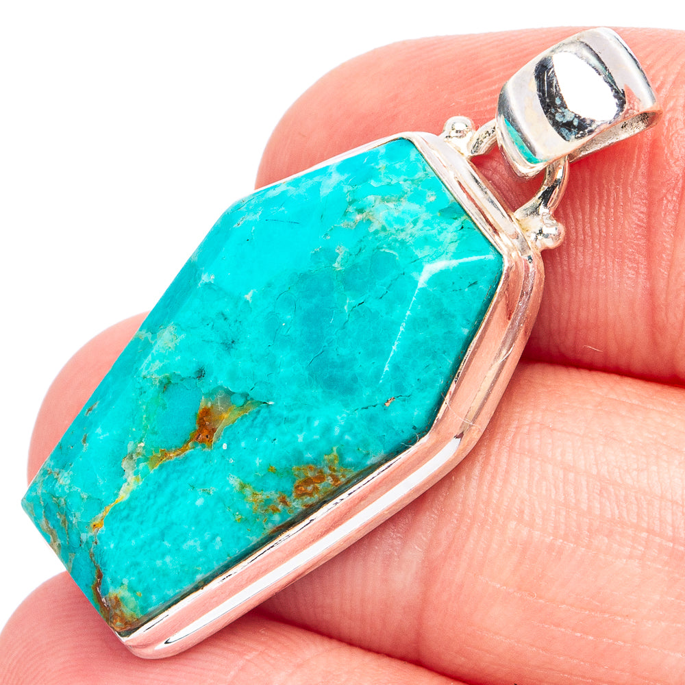Mohave Turquoise Pendant 1 3/8" (925 Sterling Silver) P45134