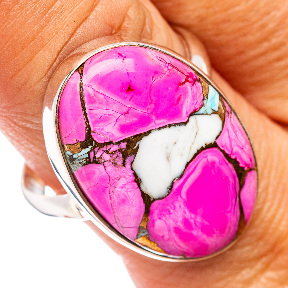 Premium Cotton Candy Dahlia Turquoise Ring Size 11 Adjustable (.925 Sterling Silver)