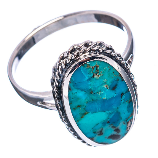 Turquoise oval gemstone ring, .925 sterling silver, size 8.75, side view