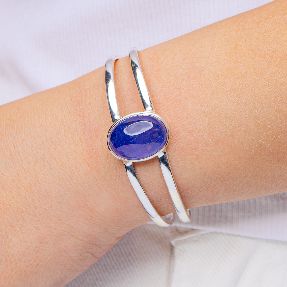 Tanzanite Cuff Bracelet Adjustable (.925 Sterling Silver)