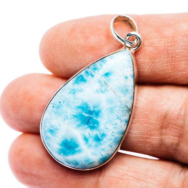 Larimar Pendant 1 5/8" (.925 Sterling Silver)