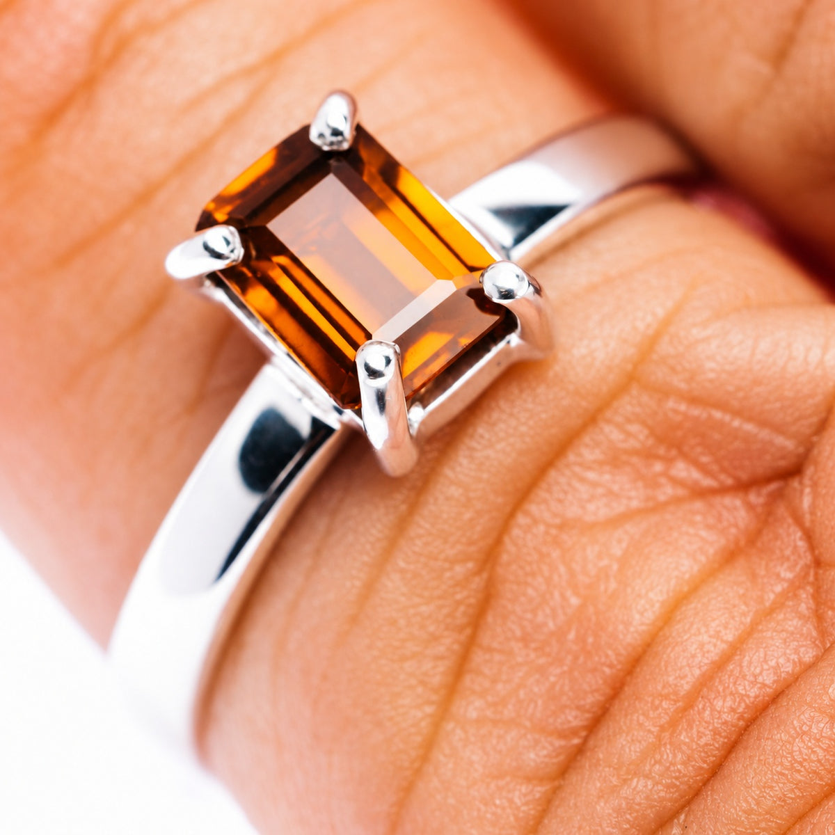 Spessartite Garnet Ring Size 6.5 (.925 Sterling Silver)