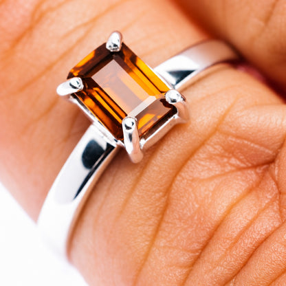 Spessartite Garnet Ring Size 6.5 (.925 Sterling Silver)
