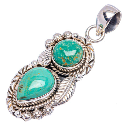 Native Style Variscite Pendant 1 3/4" (.925 Sterling Silver)