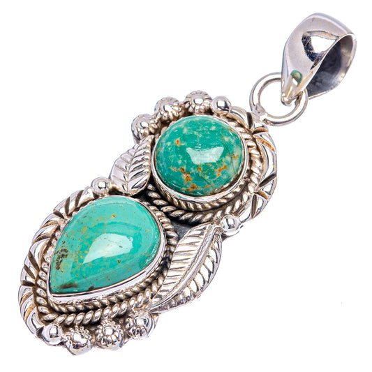 925 sterling silver variscite pendant with two oval green stones and ornate bezel