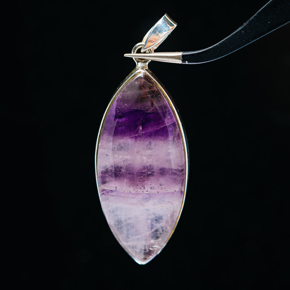 Premium Chevron Amethyst Pendant 2" (.925 Sterling Silver)