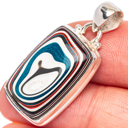 Rare Fordite Pendant 1 3/8" (925 Sterling Silver) P39978