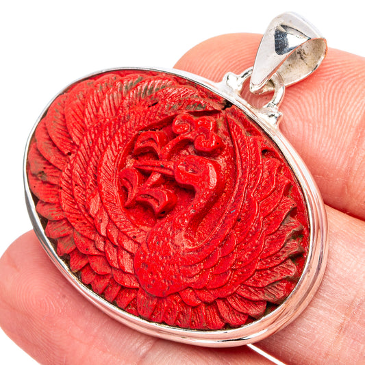 Cinnabar Pendant 1 3/8" (.925 Sterling Silver)