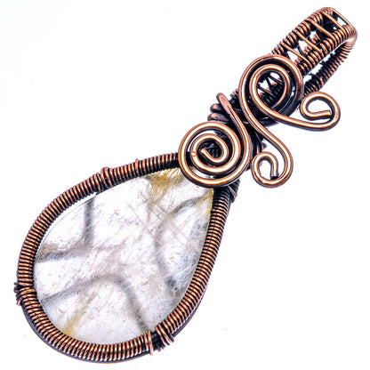Rutilated Quartz Wire Wrap Pendant 2 1/4" (Oxidized Copper)