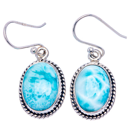 Rare Larimar Earrings 1 3/8" (.925 Sterling Silver)
