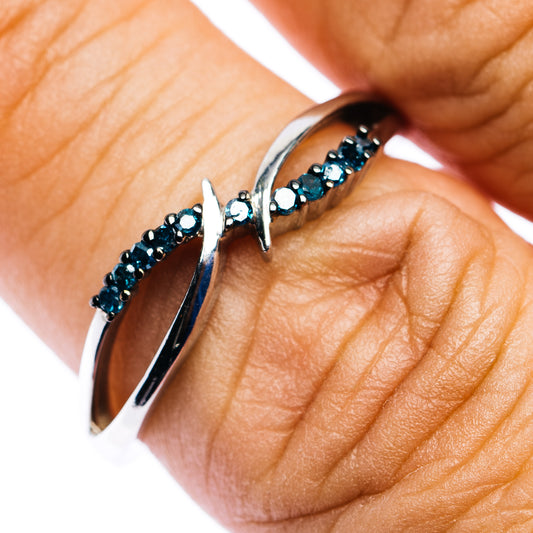 Blue Diamond Ring Size 7.75 (.925 Sterling Silver)