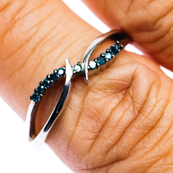 Blue Diamond Ring Size 7.75 (.925 Sterling Silver)