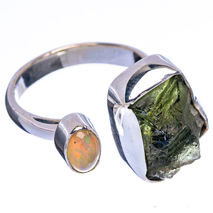 Rare Czech Moldavite, Ethiopian Opal Ring Size 6 (925 Sterling Silver) R146699