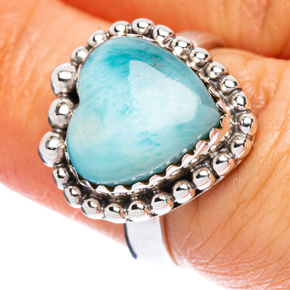 Larimar Heart Ring Size 7 (925 Sterling Silver) R2371