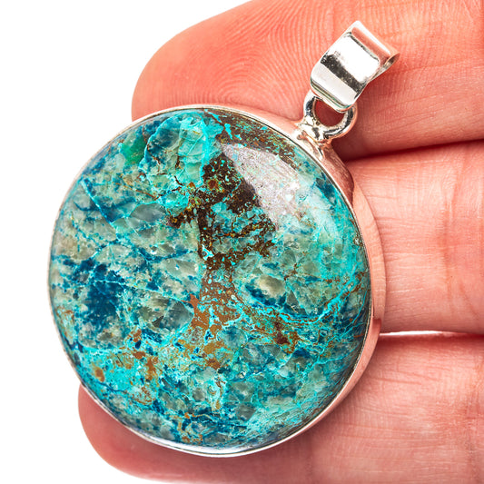 Shattuckite Pendant 1 5/8" (.925 Sterling Silver)