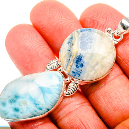 Blue Scheelite, Larimar 925 Sterling Silver Pendant 2 3/4" (925 Sterling Silver) PD38322