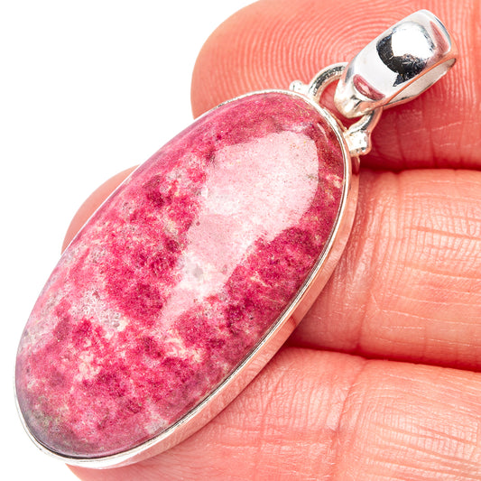 Heart-shaped thulite pendant, .925 sterling silver, pink stone with top bail