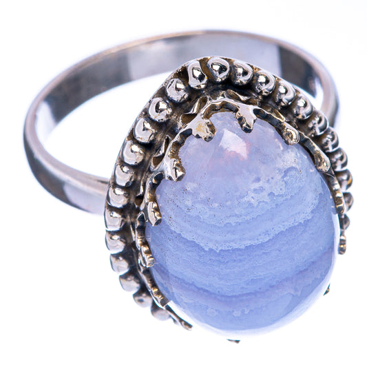 Blue Lace Agate Ring Size 8 (925 Sterling Silver) R144551