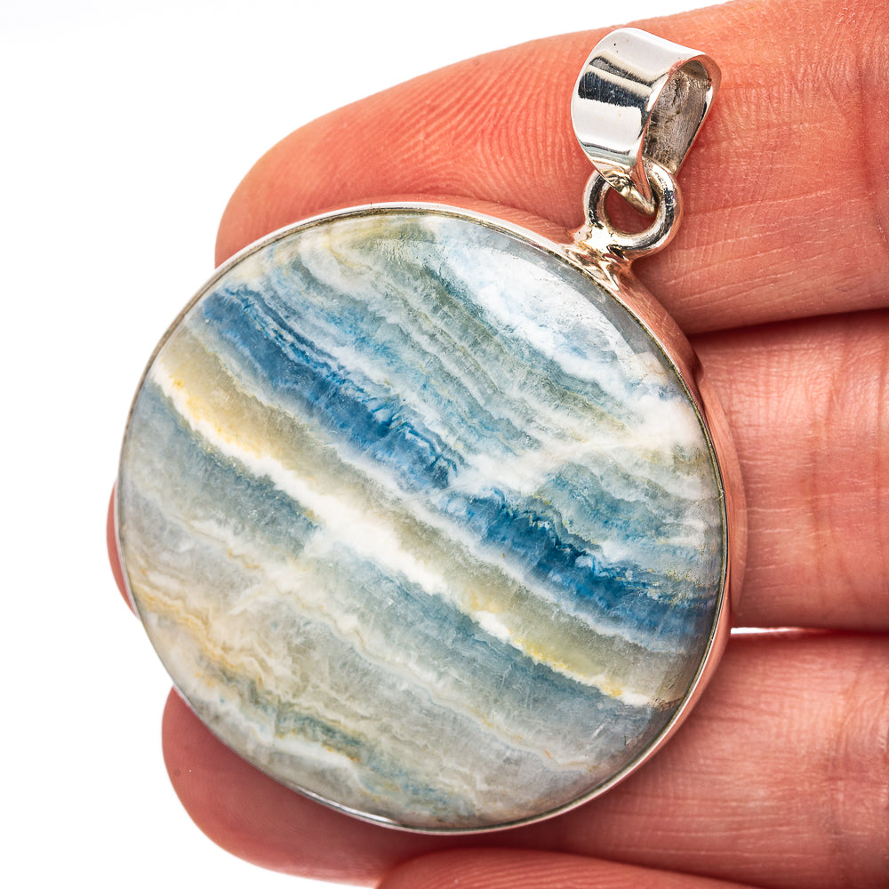 Blue Scheelite Pendant 1 3/4" (.925 Sterling Silver)
