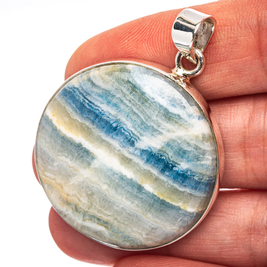 Blue Scheelite Pendant 1 3/4" (.925 Sterling Silver)