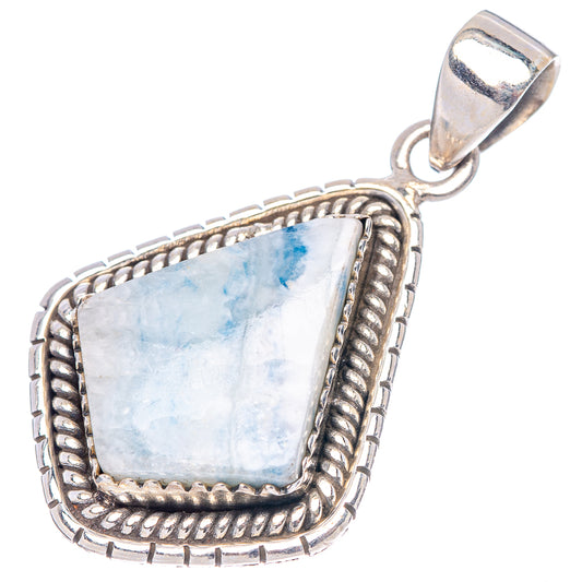 925 sterling silver pendant charm with blue scheelite square stone and rope-style frame