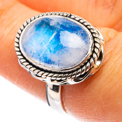 Rainbow Moonstone Ring Size 6.5 (925 Sterling Silver) R142838