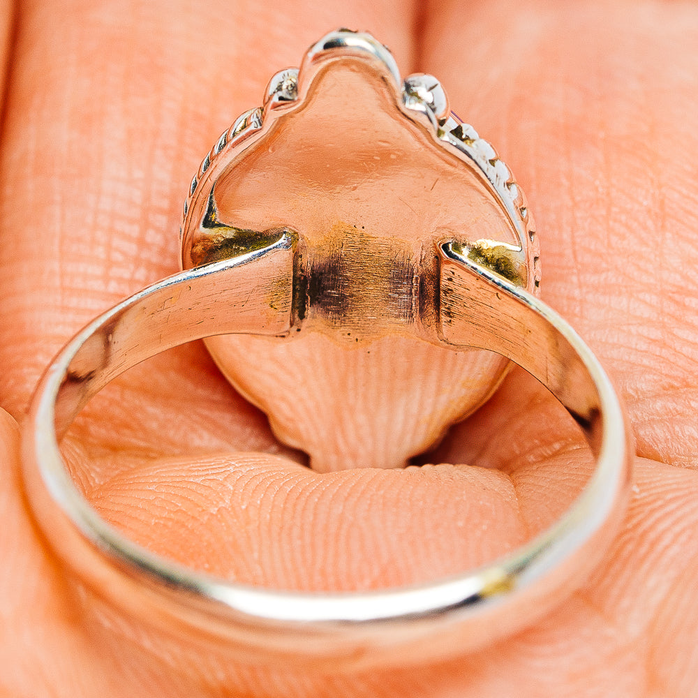 Southwestern Style Violet Blue Dahlia Mohave Turquoise Ring Size 9.25 (.925 Sterling Silver)