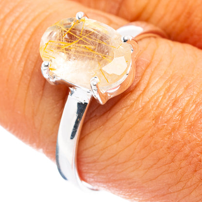 Rutilated Quartz Ring Size 9 (.925 Sterling Silver)