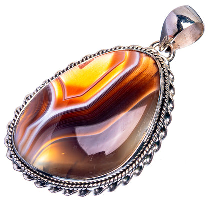 Botswana Agate 925 Sterling Silver Pendant 1 7/8"