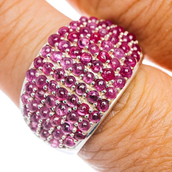 Premium Burmese Ruby Cluster Ring Size 8 (.925 Sterling Silver)