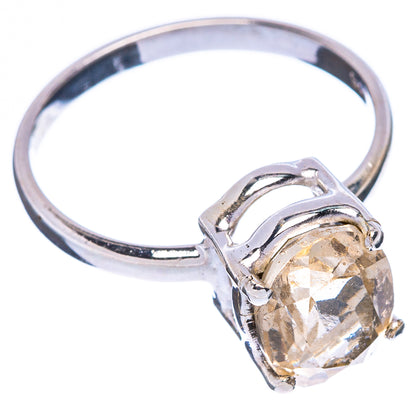 Yellow beryl faceted ring in 925 sterling silver, size 6.25, square cushion stone