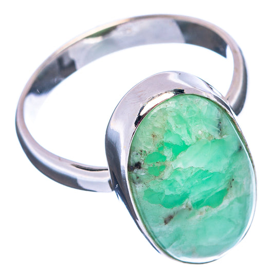 Polished .925 sterling silver ring with oval green variscite cabochon, size 7.25