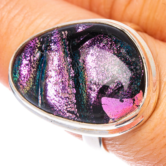 Dichroic Glass Ring Size 8 (925 Sterling Silver) R1457