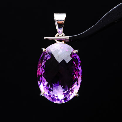 30.45ct Faceted Brazilian Amethyst Pendant 1 1/2" (.925 Sterling Silver)