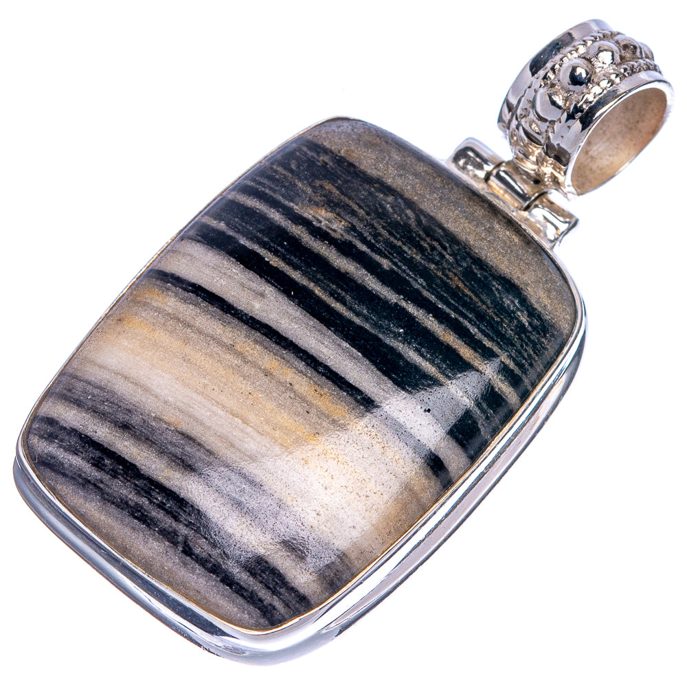 Green Zebra Jasper Pendant 1 5/8" (925 Sterling Silver) P40751