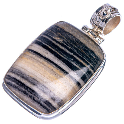 Green Zebra Jasper Pendant 1 5/8" (925 Sterling Silver) P40751
