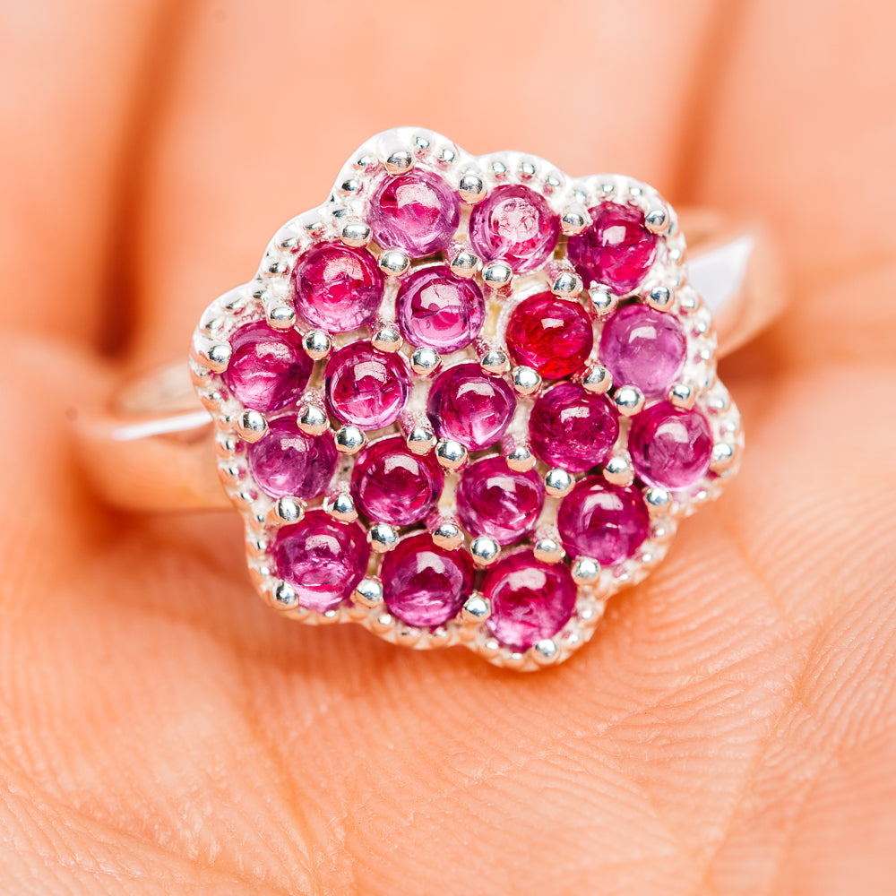 Burmese Ruby Cluster Ring Size 6 (.925 Sterling Silver)