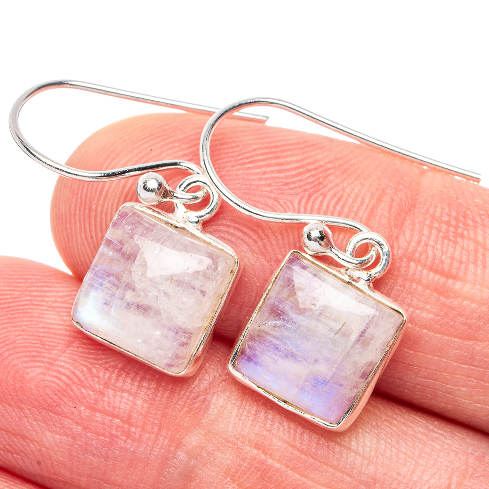 Rainbow Moonstone Earrings 1 1/8" (925 Sterling Silver) E2921