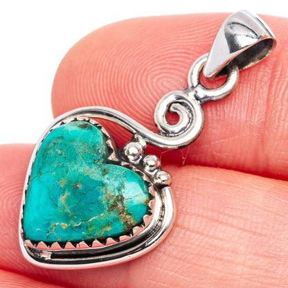 Rare Arizona Turquoise Heart Pendant 1 1/4" (925 Sterling Silver) P42091