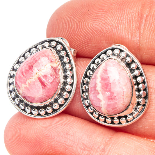 Rhodochrosite 925 Sterling Silver Earrings 5/8" (925 Sterling Silver) E2134