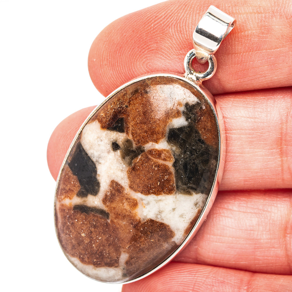 Garnet In Limestone Pendant 1 7/8" (.925 Sterling Silver)