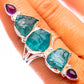 Large Raw Blue Fluorite, Amethyst Ring Size 9 (925 Sterling Silver) R140812