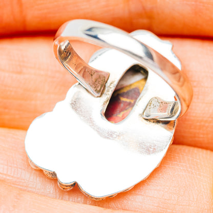 Southwestern Style Red Dahlia Turquoise Ring Size 6.5 (.925 Sterling Silver)