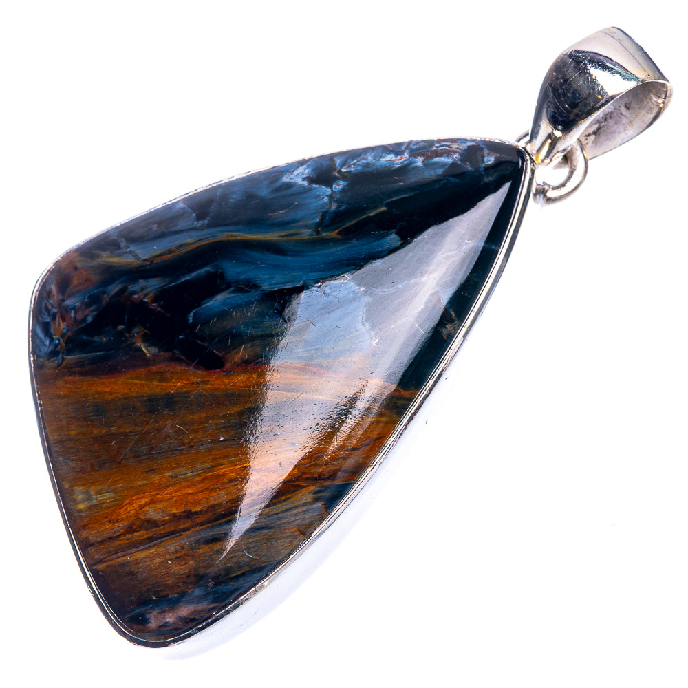Pietersite pendant in 925 sterling silver, teardrop stone with silver bail