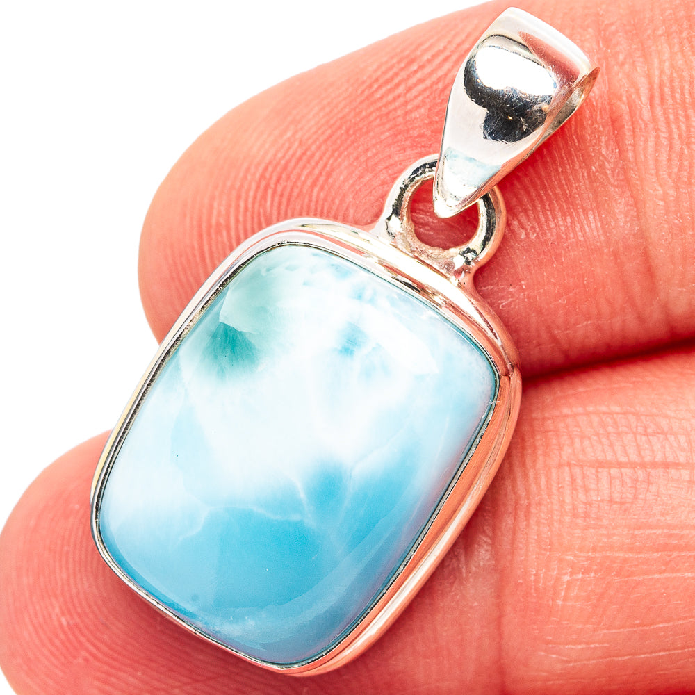 Premium Larimar Pendant 1 1/8" (.925 Sterling Silver)
