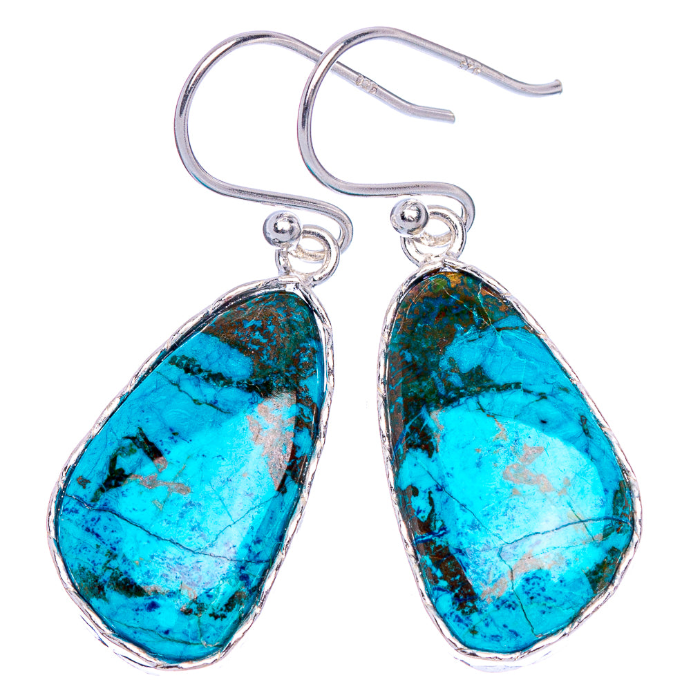 Chrysocolla Earrings 1 3/8" (925 Sterling Silver) E1157