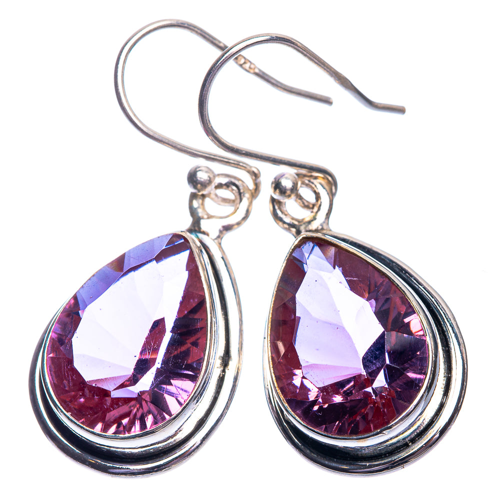 Oval purple alexandrite lab drop earrings, 925 sterling silver, French hook style