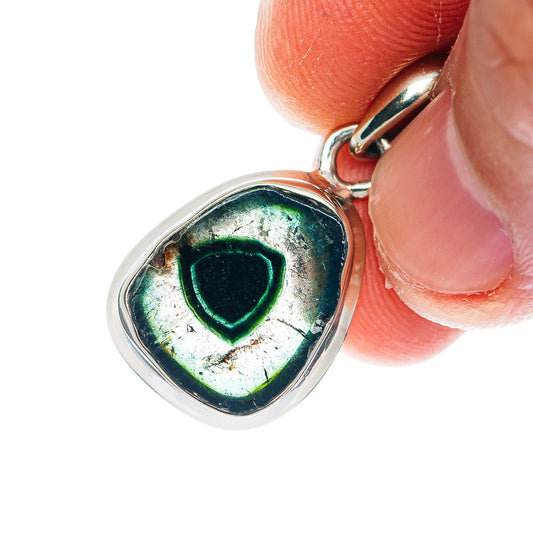 Watermelon Tourmaline Pendant 1 1/8" (German Silver)
