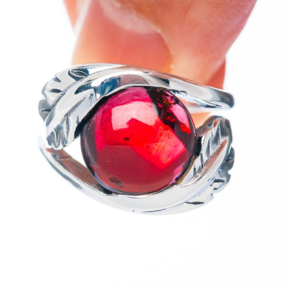 Premium Garnet Leaf Ring Size 7 (.925 Sterling Silver)
