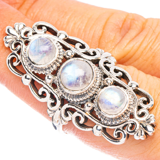 Large Rainbow Moonstone 925 Sterling Silver Ring Size 7.5 (925 Sterling Silver) R6443